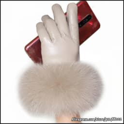 High-end Women's Colored Fox Fur Gloves Touch Screen Natural Leather Sheepskin Cycling Driving Winter Warm Plush Thick Mink Fur