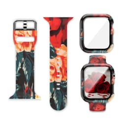 Glass+Cover+Strap for Apple Watch Case 44mm 40mm 41mm 45mm 42mm 38mm sport Silicone bracelet iwatch series 9 8 7 6 5 4 3 SE Band
