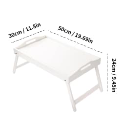 Foldable Bamboo Breakfast Tray with Handles - Ideal for Bed, Sofa or TV - Laptop, Snack and Meal Tray (Black/White)