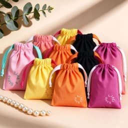 50pcs Custom Logo Cotton Drawstring Bag Personalized Jewelry Wedding Favor Gift Pouch for Fuse Beads Keychain Cosmetic Packaging