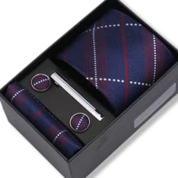 Top Quality Tie Set Gift Box Necktie Pocket Squares Cufflinks Tie-Clip Set With Black Box Men Birthday Gift Gravatas Accessories