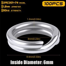 100pcs Stainless Steel 3#-8# Fishing Split Rings for Crank Hard Bait Silver Double Loop Split Open Carp Tool Fishing Accessories