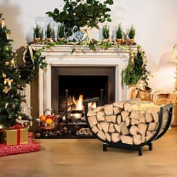Steel Indoor Firewood Rack Multi-purpose Log Holder Rust Proof For Backyard Deck Fireplace Campfire Kindling Storage Tool