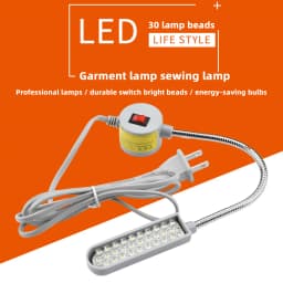 30 LED Industrial Strength Gooseneck Lamp Flexible 360° Sewing Machine Work Light Clothing Machine Accessory