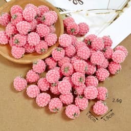 6/12/30/50pcs 3D Flocked Pink Raspberry Charms Fluffy Cute Fruit Resin Pendant for Earring Bracelet Keychain DIY Jewelry Making