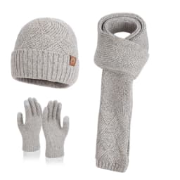 3pcWinter Knitted Hat Scarf Gloves Set for Women Men Cold Proof Ear Protection Scarf Warm Skullies Beanie Outdoor Cycling Skiing