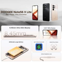 DOOGEE Note56X Lite Android 16 Smartphone 12GB+32GB 6.56" HD+ Screen 6150mAh Battery 8MP+5MP Widevine L1 NFC Cell Phone