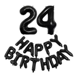 Black 32-Inch Number 1-30 Balloons and 16-Inch 'Happy Birthday' Letter Foil Balloons Set Birthday Party Decoration Supplies