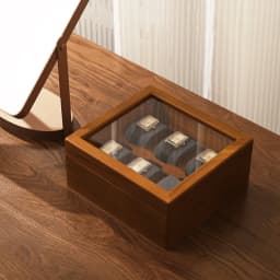 Oirlv Wood Watch Storage Box Delicate Dustproof Glass Cover Watch Box Wristwatch Collection Box Display Storage 6-Gird Watch Box