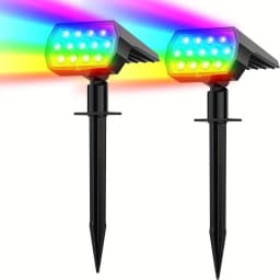 Solar Spot Lights Outdoor Color Changing 7 Modes Christmas IP65 Waterproof Landscape Spotlights Dusk To Dawn For Patio Garden