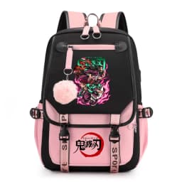 Kids Anime School Backpack Demon Slayer Pattern Casual Daypack for Girls Students Book Bag