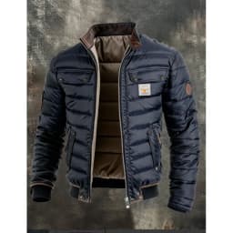 Winter Men Vintage Quilted Patchwork Warm Zipper Outdoor Jackets Puffer Jacket Luxury High Quality Parka Cotton-Padded Coat New