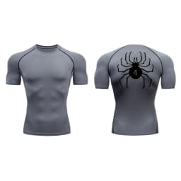 Spider Print Compression Shirts for Men Gym Workout Fitness Undershirts Short Sleeve Quick Dry Athletic T-Shirt Tops Sportswear