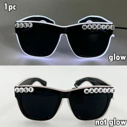 White Just Married LED Luminous Glasses Heart Shaped EL Neon Decorative Glasses Engagement Wedding Bridal Shower Props