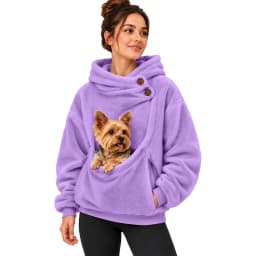 Women Casual Plush Solid Color Pet Pocket Half Zipper Hoodless Sweatshirt Funny Pullover Polyester Sweatshirt Women