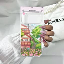 Japan Anime Cherry Blossom Mountain Landscape Phone Case For iPhone 17Pro 17 Pro max 17Air Scenery Print Clear Hard Cover Shell