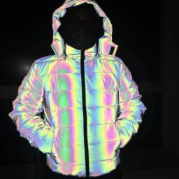 Colorful Reflective Jacket Men Winter Coat Warm Hooded Parka Dazzling Night Glows Rainproof Windbreaker Younger Cotton Coats