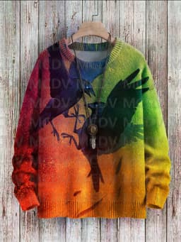 Multicolor Art Print Casual Knit Pullover Sweater Men's For Women's Pullover