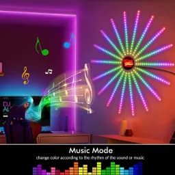 SCKDAY Smart Firework LED Strip Festoon Lights RGBIC Music Sync Indoor Self-Adhesive Fairy Lights for Christmas Party Room Decor
