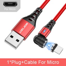 USLION 540 Rotate 3A Magnetic Cable Fast Charging Micro USB Type C Cable For iPhone Xiaomi Samsung Charger Wire Cord USB Cable