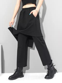 [EAM] High Elastic Waist Black Irregular Long Harem Trousers New Loose Fit Pants Women Fashion Tide Spring Autumn 2026 1DC430