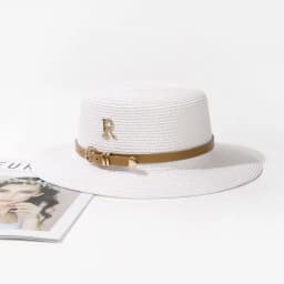 Rhinestone women's summer beach sunshade hat Braided straw sunblock hat French belt vintage top hat