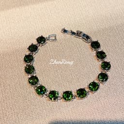 Pera Silver Round-Shaped Purple Cubic Zirconia Gemstone Pendant Chain Bracelet for Women Luxurious Wedding Jewelry