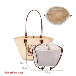 Drawstring bag organizer insert shoulder strap for Anagram Basket straw woven bag support inner liner bags accessories