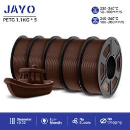 JAYO Filaments PETG 5 Rolls Mixed Colors 3D Printer Filament 1.75mm 100% No Bubble FDM 3D Printer Materials DIY Gift 1.1KG/1 Rol