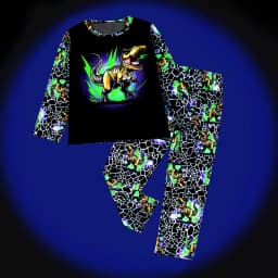 Spring Autumn Boys Pajama Set Dinosaur Astronaut Fire Truck Print Kids Loungewear