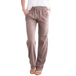 Spring and summer new solid color cotton and linen drawstring loose casual wide leg pants
