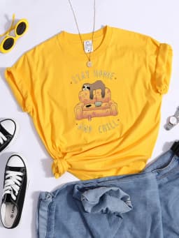 Sloth On The Sofa Personality Letters Printing Tshirts For Women Crewneck Harajuku Women's T-Shirt Casual Punk Woman Clothes