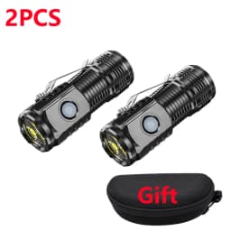 1-10PCS Mini LED Tactical Flashlight,Rechargeable EDC Pocket Light w/Clip,5 Modes High Lumens Torch,Outdoor Camping Emergency