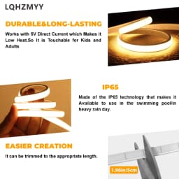 1M/2M/3M/4M/5M 1-Roll Dimmable Cob Neon Light, Low Voltage 5V USB Powered, Touch Sensor Switch, Touch Switch with Adjustable Light Brightness, White Light/Warm Light/Neutral Light, for Space-Themed Decor, Cabinet Tv Ceiling Lighting, Live Streaming Fill Light, Mirror Fill Light, Etc