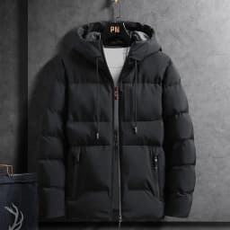 Winter Thickened Hooded Men's Cotton Jacket Warmth Outerwear Bread Style Coat Standard Fit Business Gentleman Daily Wear