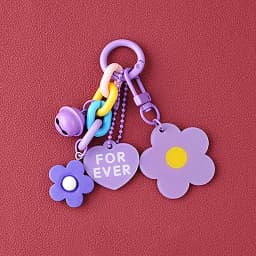 Creative Candy Color Flower Heart Pendant Keychain Cute Small Flower Key Ring Bag Pendant Accessories Luminous Turtle Pendant
