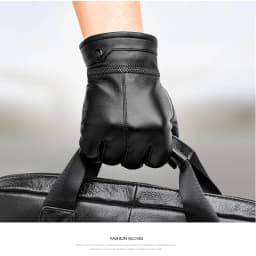 Winter Gloves for Men Sheepskin Leather Touch Screen Men's Gloves High Quality Warm Full Finger Men Mittens Driving Riding