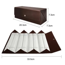 Portable Foldable Jewelry Storage Box Black Leather Outer and White Leather Inner Jewelry Box Rings Necklace Pendant Container