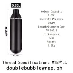 Round Bottomed Aluminum Bottle Thread M18*1.5 4500 PSI Tank Cylinder Diving Aquarium Plant CO2 Tank Dive Oxygen Tank