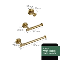 Gold Bathroom Accessories Towel Bar Bath Robe Hook Brass Knurled Bathroom Hardware Set Shelf for Towels Paper Tissue Holer