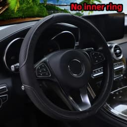 Artificial Leather Three-dimensional Embossed-car without Inner Ring Steering Wheel Cover Auto Parts for 14.5-15 Inches