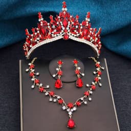 Baroque Wedding Crown for Bride 3-pack Tiara Earrings Necklace Bridal Jewelry Set Champagne Crystal Costume Party Birthday Gift