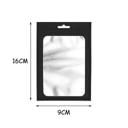 50pcs Black Foil Pouch Reusable Self Sealing Mylar Bag Ziplock Hang Bags with Clear Window for Diy Jewelry Display Packaging
