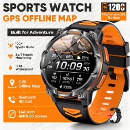 Men Military Built-in GPS Smart Watch Offline Map Navigation 1200mAh Battery Altimeter Compass Sports Watch For iOS Android 2026