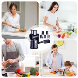 Rotary Vegetable Slicer 5 In 1 Hand Crank Multifunction Rotary Cheese Grater Kitchen Veggie Chopper Food Shredder Meat Grinder