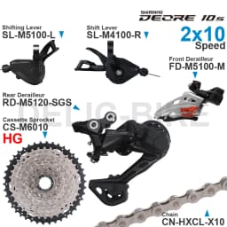 SHIMANO DEORE M4100 M5100 2x10 Speed Groupset Shifters Front/Rear Derailleur and SUGEK Cassette Z10 Chain Original parts