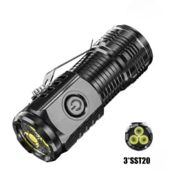 Portable Mini LED Flashlight Powerful 3*Wick Small Pocket Torch USB Rechargeable Strong Light Lantern Super Bright Cap Clip Lamp