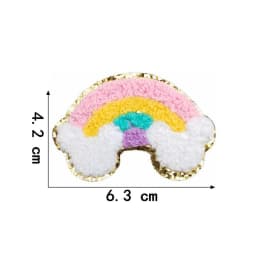 10pcs Set Chenille Self-Adhesive Patches Shiny Glitter Base Lightning Star Rainbow Patch for Bags Hats Jackets Clothing