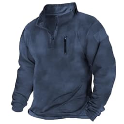 New Solid Outdoor Hoodies Men Long Sleeve Warm Windproof Pullover Sweatshirt Male Solid Loose Stand Collar Zipper Casual Hoodie