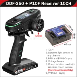DUMBORC DDF-350 10CH RC Remote Controller 2.4G Digital Radio Transmitter Gyro Receiver for Drift Car Tank Boat Robot Toy Wltoy